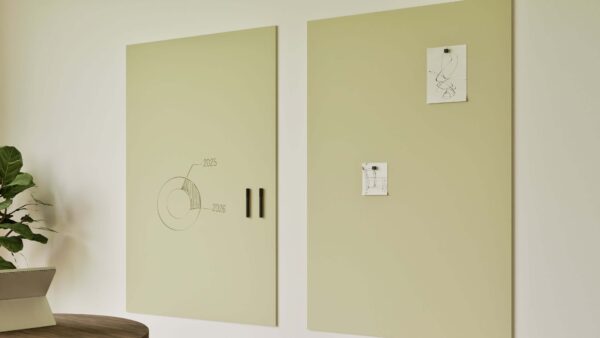 SatinTones whiteboards combineren een zachte uitstraling met krasbestendig keramisch staal voor een stijlvolle werkomgeving.