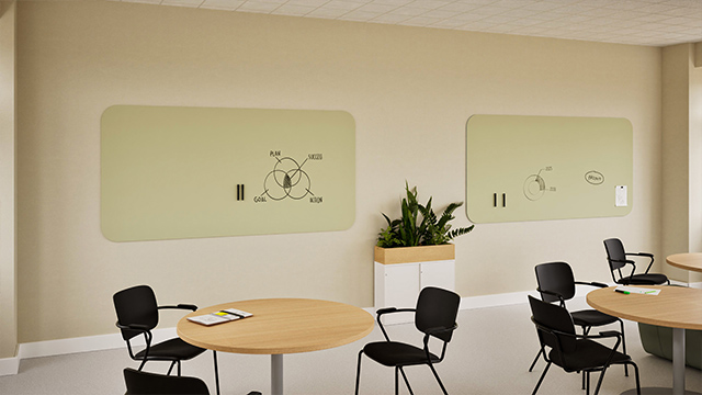 Curve Whiteboard Schule, Whiteboard mit abgerundeten Ecken, rahmenloses Whiteboard Bildung, sicheres Whiteboard für Klassenzimmer, interaktive Whiteboard Tafel Schule, Whiteboard Unterricht, Chameleon Curve Schule