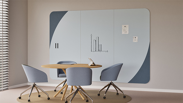 Chameleon Curve Wall Combi, Whiteboard Wall, Large Whiteboard, Dry Erase Board, Large Whiteboard for Wall, Frameless Whiteboard