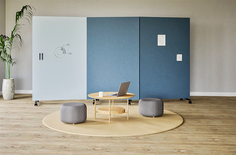 tableau blanc sur pied, tableau blanc mobile, tableau blanc pliable, tableau blanc sur roulettes, tableau blanc avec support, roulettes pour tableau blanc, Chameleon, Harmonica Workwall